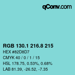 カラーコード: RGB 130.1 216.8 215 | qconv.com