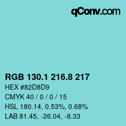 カラーコード: RGB 130.1 216.8 217 | qconv.com