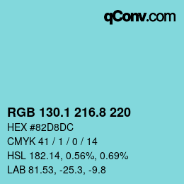 Color code: RGB 130.1 216.8 220 | qconv.com