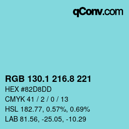 Farbcode: RGB 130.1 216.8 221 | qconv.com