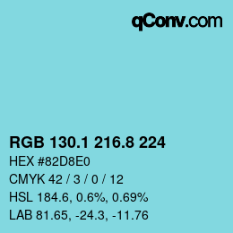 カラーコード: RGB 130.1 216.8 224 | qconv.com