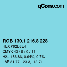 カラーコード: RGB 130.1 216.8 228 | qconv.com