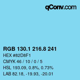 Código de color: RGB 130.1 216.8 241 | qconv.com