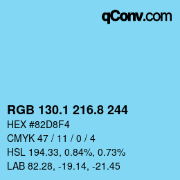 Color code: RGB 130.1 216.8 244 | qconv.com