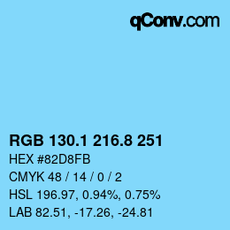 カラーコード: RGB 130.1 216.8 251 | qconv.com