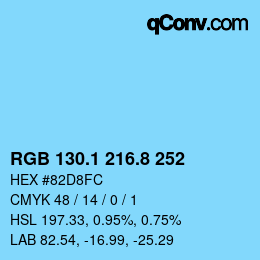 カラーコード: RGB 130.1 216.8 252 | qconv.com