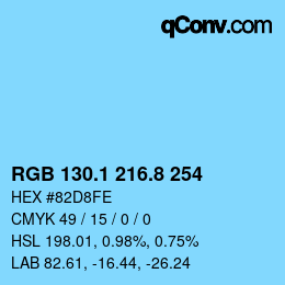 Color code: RGB 130.1 216.8 254 | qconv.com