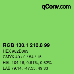 カラーコード: RGB 130.1 216.8 99 | qconv.com