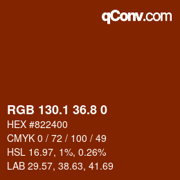Color code: RGB 130.1 36.8 0 | qconv.com