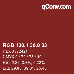 Color code: RGB 130.1 36.8 33 | qconv.com
