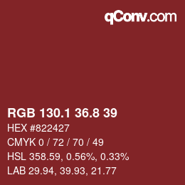 カラーコード: RGB 130.1 36.8 39 | qconv.com