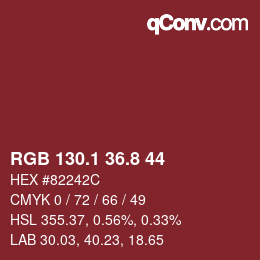 カラーコード: RGB 130.1 36.8 44 | qconv.com