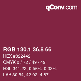 カラーコード: RGB 130.1 36.8 66 | qconv.com