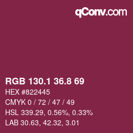 カラーコード: RGB 130.1 36.8 69 | qconv.com