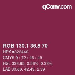 カラーコード: RGB 130.1 36.8 70 | qconv.com