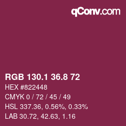 カラーコード: RGB 130.1 36.8 72 | qconv.com