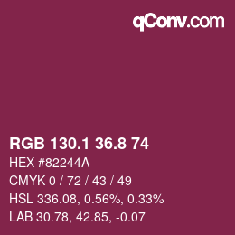 カラーコード: RGB 130.1 36.8 74 | qconv.com