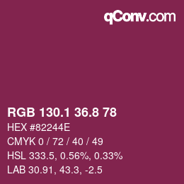カラーコード: RGB 130.1 36.8 78 | qconv.com