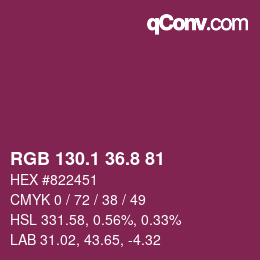 カラーコード: RGB 130.1 36.8 81 | qconv.com