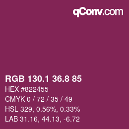 カラーコード: RGB 130.1 36.8 85 | qconv.com