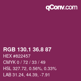 カラーコード: RGB 130.1 36.8 87 | qconv.com