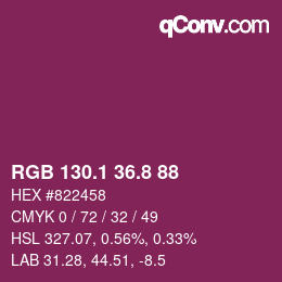 カラーコード: RGB 130.1 36.8 88 | qconv.com