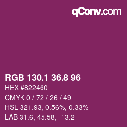 カラーコード: RGB 130.1 36.8 96 | qconv.com