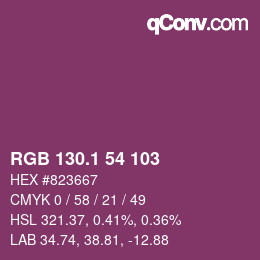 カラーコード: RGB 130.1 54 103 | qconv.com