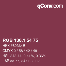 カラーコード: RGB 130.1 54 75 | qconv.com