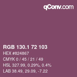 カラーコード: RGB 130.1 72 103 | qconv.com