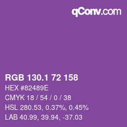 カラーコード: RGB 130.1 72 158 | qconv.com
