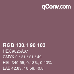カラーコード: RGB 130.1 90 103 | qconv.com