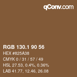 カラーコード: RGB 130.1 90 56 | qconv.com