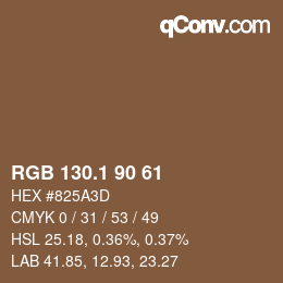 Color code: RGB 130.1 90 61 | qconv.com