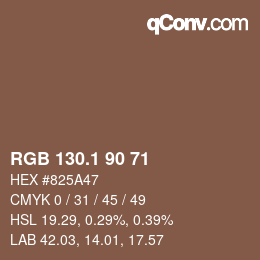 カラーコード: RGB 130.1 90 71 | qconv.com
