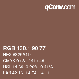 カラーコード: RGB 130.1 90 77 | qconv.com