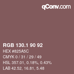 カラーコード: RGB 130.1 90 92 | qconv.com