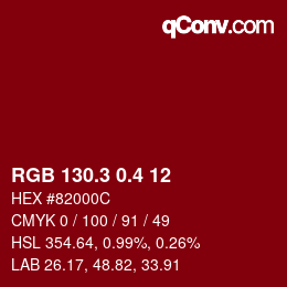 カラーコード: RGB 130.3 0.4 12 | qconv.com
