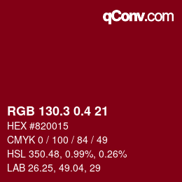 カラーコード: RGB 130.3 0.4 21 | qconv.com