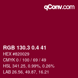 カラーコード: RGB 130.3 0.4 41 | qconv.com