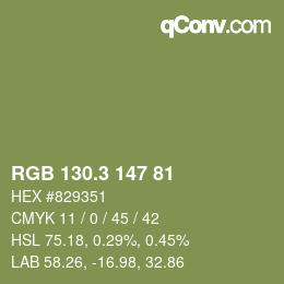 カラーコード: RGB 130.3 147 81 | qconv.com