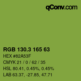 カラーコード: RGB 130.3 165 63 | qconv.com
