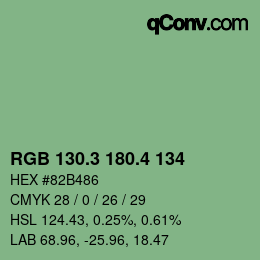 カラーコード: RGB 130.3 180.4 134 | qconv.com