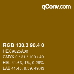 カラーコード: RGB 130.3 90.4 0 | qconv.com
