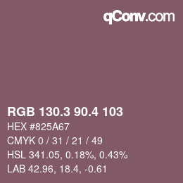 カラーコード: RGB 130.3 90.4 103 | qconv.com