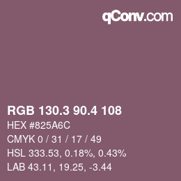カラーコード: RGB 130.3 90.4 108 | qconv.com