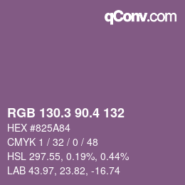 カラーコード: RGB 130.3 90.4 132 | qconv.com
