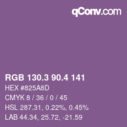 カラーコード: RGB 130.3 90.4 141 | qconv.com