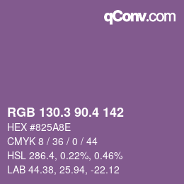 カラーコード: RGB 130.3 90.4 142 | qconv.com
