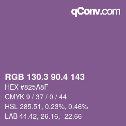 カラーコード: RGB 130.3 90.4 143 | qconv.com
